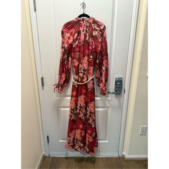 Kivari Hacienda Floral Maxi Dress in Burgundy -Spring summer Vacation size 4 NWT - Picture 5 of 6